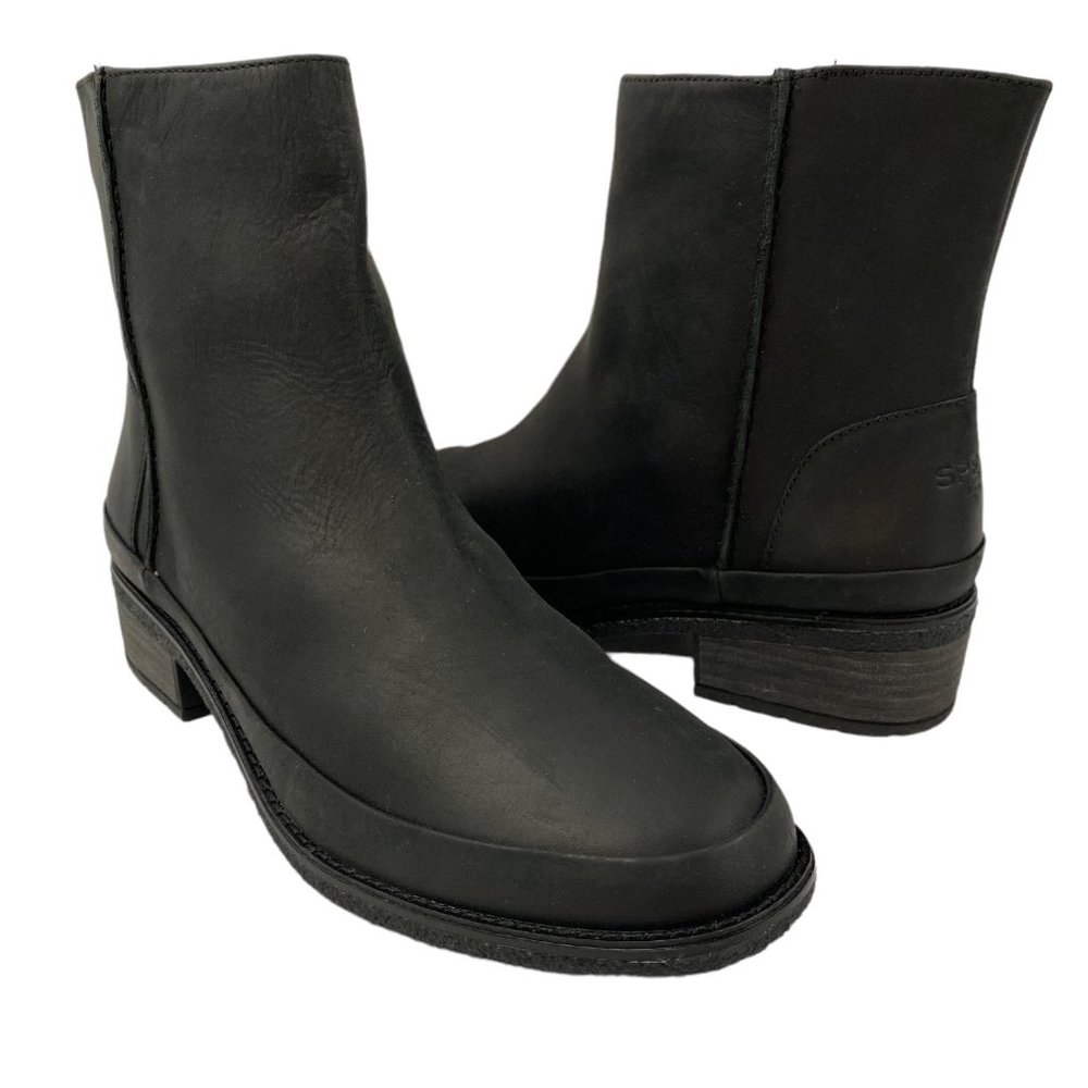 Sperry Seaport Storm Womens Black Ankle Boots Shoes Side Zip Waterproof Size 10